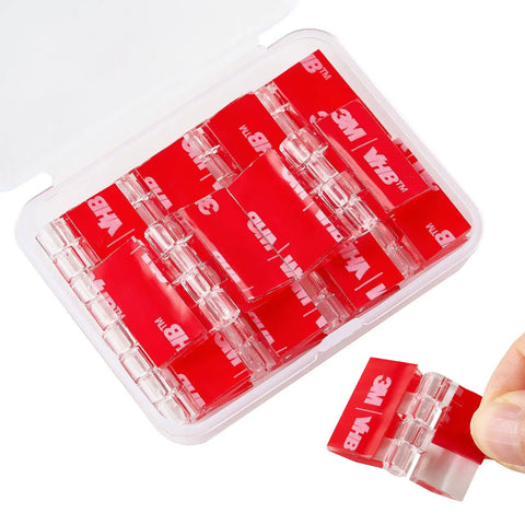 Clear Acrylic Tiny Hinges 10 Pack Self Adhesive 33 x 25 Millimeters for Crafts in plastic case with 3M backing