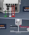 Heavy Duty 240 Volt Pool Pump Timer With 1000 Ft Rf Remote Control Weatherproof Outdoor Switch connections for 240VAC and 120VAC applications.