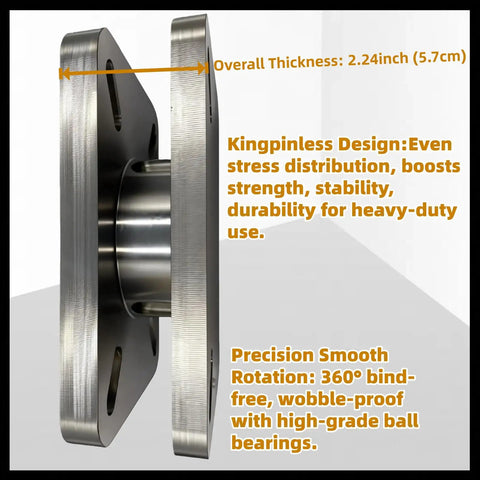 Side view of Heavy Duty Bearing Turntable Plate 5500 Lb Rating Greaseable Kingpinless Design with smooth rotation features.