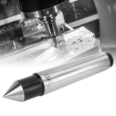 Pro Grade MT2 Carbide Tipped Half Notched Dead Center For Woodturning And Lathe Work Built Tough For CNC Machines with sharp tip.