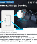 Ultra Slim Dimmer Light Switch For Single Pole Or 3 Way Wiring with sensitivity dial and rocker switch, slider labeled