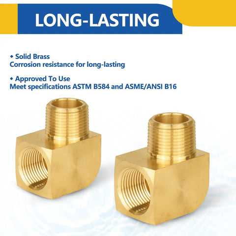 Pair of 10 Pack Brass Pipe Fittings 90 Degree Street Elbow 3/4 Inch Female NPT To 3/4 Inch Male NPT Barstock