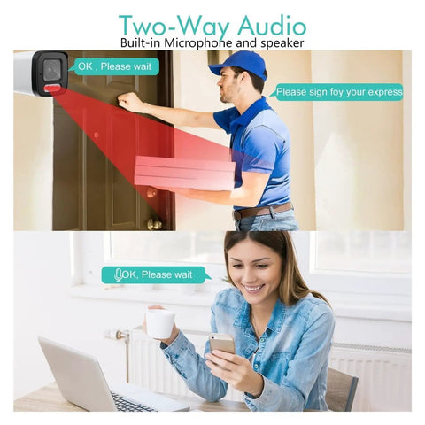 4K 8MP PoE CCTV NVR Surveillance Security Camera Kit with two-way audio feature and delivery interaction.