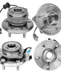 4 Piece Front And Rear Wheel Bearing Hubs Assembly With ABS For Chevy Equinox Captiva Sport Pontiac Torrent Saturn Vue Suzuki XL7 2007 To 2015 5 Lug Kit Ready To Roll, showing assembly components