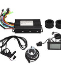 Components of Three Mode Sine Wave Brushless DC Motor Controller Kit For DIY Electric Bike Projects, wires, sensors, display.