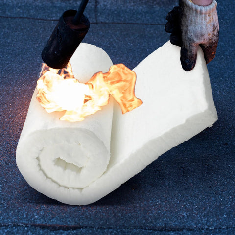 Front view of white ceramic fiber insulation roll, 2 in thick x 16 in x 48 in, high-temperature forge/kiln insulation