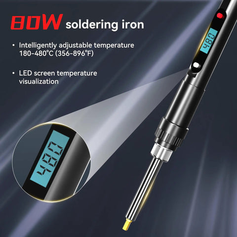 80W soldering iron from Heat Set Insert Tool Kit With 80W Soldering Iron 220 Brass Inserts And Heat Set Tips M2 To M8 for 3D printed parts.