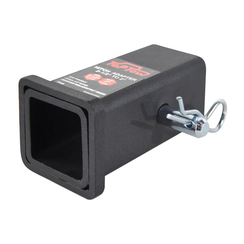 2-1/2 To 2 Inch Hitch Reducer Sleeve With 5/8 Inch Pin And Clip Included Carbon Steel Trailer Receiver Adapter For Class V Trucks To Class III And IV Towing Heavy Duty Fit Quick Install Durable Construction