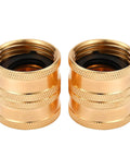 Dual Swivel Garden Hose Adapter Female To Female Connector Brass Heavy Duty 2 Pack No Fuss Corrosion Resistant Hose Fittings For Quick Tool Free Joins And Smooth Flow Watering, two brass connectors