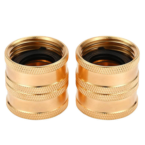 Dual Swivel Garden Hose Adapter Female To Female Connector Brass Heavy Duty 2 Pack No Fuss Corrosion Resistant Hose Fittings For Quick Tool Free Joins And Smooth Flow Watering, two brass connectors