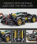Technic Sports Car Building Kit 1:14 Scale Lambo V12 MOC Race Car Model Set, rear view with detailed engine and structure visible.