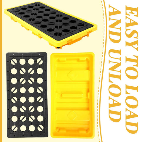 Yellow Spill Containment Platform With Grating, Stackable Modular System With Drain Outlet, Heavy Duty 20 Gallon Capacity, Pallet Style