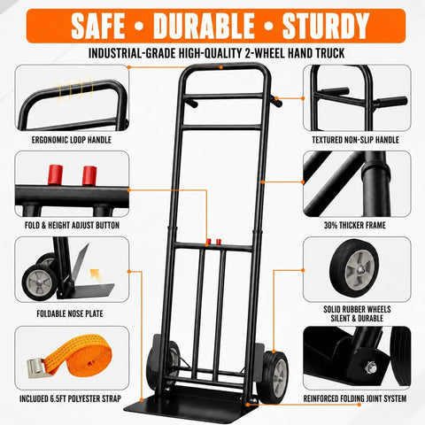 Heavy Duty Folding Hand Truck Dolly Cart With Eight Hundred Pound Capacity Straight Up Built Tough As Nails To Move Couches And Gear Without Breaking A Sweat