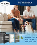 Family with pets near air purifier showing All-In-One Replacement Filters For Air220 And Air320 Purifiers, Pre-Filter 2678 And 2804.