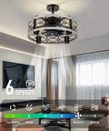 Rustic 17.5 Inch Ceiling Fan With Light Kit And Remote, Low Profile Semi Flush Cage Mount, in modern living room interior