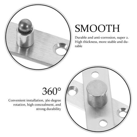 Close-up of brushed finish on Stainless Steel Pivot Door Hinges For Wood Doors 2 Pack Heavy Duty with smooth 360 degree rotation.