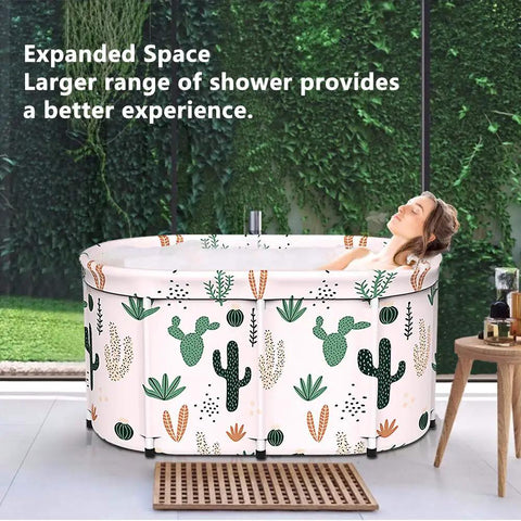Large Foldable Portable Bath Tub For Adults Freestanding Non Inflatable Soaking Tub With Thickened Thermal Foam Keeps Heat For Two People 43x25x20 Inches Easy Fold And Store For Indoor Outdoor Home Spa