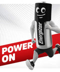 Energizer battery mascot running with a smile, symbolizing energy and power for Kickass Alkaline Battery Two Pack Model 4LR44 And A544.
