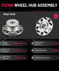 Rear Wheel Bearing And Hub Assembly 2 Pack For 5 Lug Vehicles Fits Acura TL 2004 2008 And Honda Accord 2006 2007 product diagram