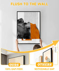 Person hanging art frame flush on wall with 40 Pack Picture Hangers Super Hooks For Drywall No Tools Needed Holds Up To 100 Lbs Silver Finish Heavy Duty Design For Art Frames Canvases Mirrors Clocks Or Planters In Living Room Bedroom Kitchen Decor.
