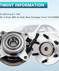Front Wheel Bearing Hub Assembly 515117 for Ford F150 2009 2010 with 6 bolts, ABS sensor, two-piece kit for 2WD, on display