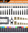 Beefed Up 16 Inch Rivet Nut Tool Kit With 15 Metric And SAE Mandrels, 281 Piece Nutsert Nut Kit, Pro Grade Rivet Nut Gun Set And Rugged Carrying Case For Metal Fabrication Auto DIY Projects, showing mandrels and nutserts layout