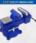 Beefy 4.5 Inch Jaw Combination Vise With Pipe And Bench Vise Swivel Base And Large Pipe Jaw Capacity Cast Iron And Steel