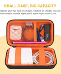 Heavy Duty Slick Daily Driver Travel Case For Macbook Adapters Type C Chargers And Tech Gear With Spacious Soft Interior For Hubs Mice And Cables Water Resistant PU Leather Black, inside view with organized tech gear.