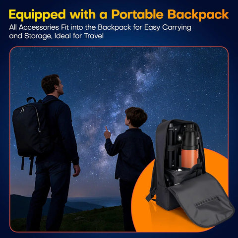 90mm Refractor Telescope For Beginners And Kids With Tripod And Phone Mount, Portable Travel Stargazing Kit For Family Nights