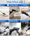 This bad boy 2500W Handheld Steam Cleaner blasts grease and grime in seconds with various attachments for versatile cleaning.
