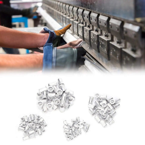 Heavy Duty RivNut Tool Kit With 100 Pcs Aluminum Blind Rivet Nuts M4 M5 M6 M8 For Auto, Furniture And Electrical Projects. This Sick Hand Tool Set Is Perfect For Pros Looking To Get A Grip On Quick And Solid Fastening Jobs Without Breaking The Bank Or. aluminum rivet nuts assortment and installation on metal sheet