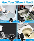 Clear Out Messy Blockages No Sweat With This Rechargeable Electric Plunger Built For Toilets Sinks And Floor Drains Plus An Ergonomic Grip That Makes Heavy Duty Work Smooth in various clogged sink scenarios.