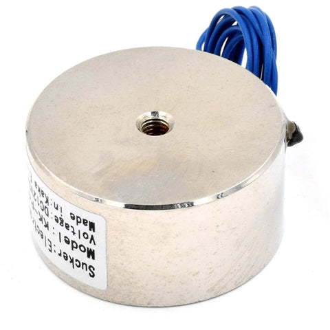 Beefy 12V 250N Suction Magnet Electromagnet Round 40x20mm with blue wires for pick and place assembly line robotic arm