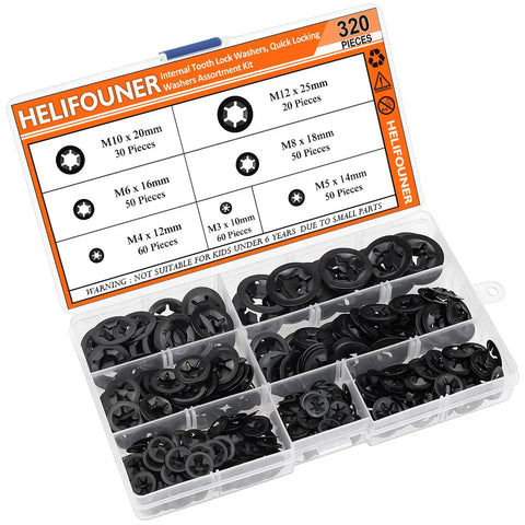 Solid As A Rock Star Lock Washers And Speed Clip Hardware Assortment Kit With M3 To M12 Steel Fasteners Featuring Internal Tooth Grip.