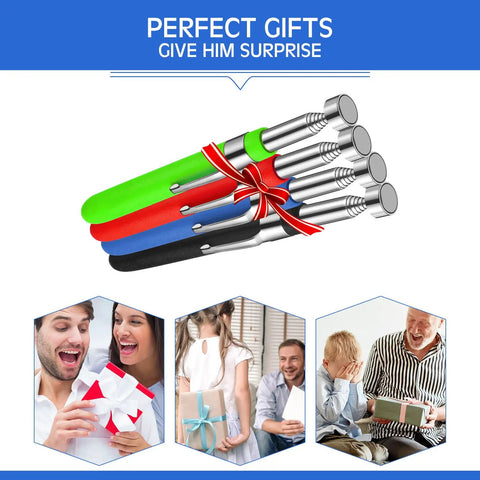 4 Piece Telescoping Magnet Pickup Tool Set With Extendable Magnetic Sticks Grabber Four Color Assortment Black Blue Orange Green