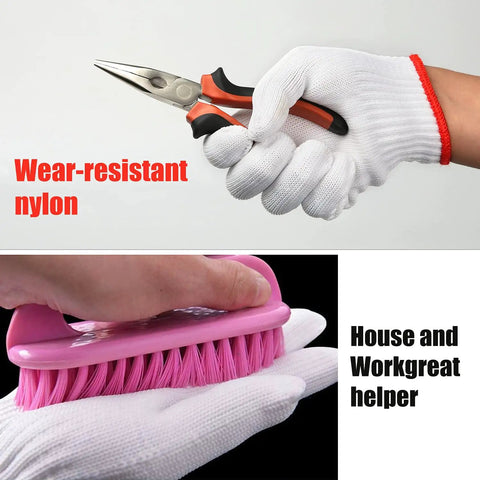 Cotton Work Gloves 12 Pairs For Painters Mechanics Garden Outdoor Jobs Durable White Knit Gloves Holding Tools