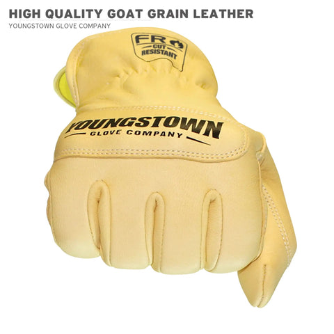 Kevlar Lined Leather Ground Utility Work Gloves For Men, 3D Dexterity Fit, Cut Puncture And Flame Resistant, Arc Rated 37 Cal Per CM2, Tan, X Large, Rugged Grip For Tough Jobs