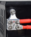 Eight Way Battery Terminal Distribution Block For Lithium Or Agm Batteries Featuring Four Awg Hole Holders Plus Threaded Studs on battery.