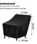 Heavy Duty Waterproof Patio Chair Cover For Deep Seated Lounge Chairs All Weather Outdoor Furniture Built Tough Shield With 420D Oxford Fabric PVC Coated Liner Tear Resistant Fits Veranda Lawn Backyard Black, covering chair with dimensions 37x21x40 inches.