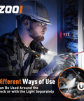 Worker using Rechargeable Neck Light With Magnetic Detachable Design and hands free LED flashlight for electrical work.