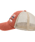 Spare Time RV Camper Golf Hat with adjustable back buckle, mesh sides, and graphics, ideal for photos, road trips, hangouts.