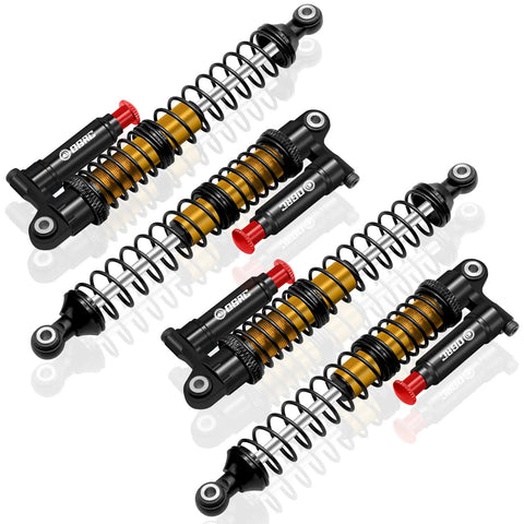 4pc Beefy 100mm Aluminum Adjustable Piggyback RC Shock Absorber For One Tenth Crawlers Like Axial SCX10 TRX4 TRX6 D90 Gold Finish