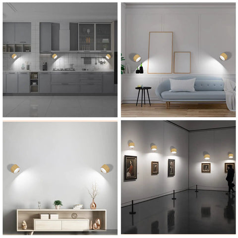 Multiple views of Cordless LED Wall Sconce With Built In Rechargeable Battery And USB Port No Cords Needed 3 Color Temperatures
