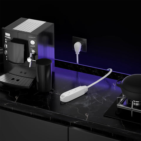 3-Outlet Flat Extension Cord 30 Ft With 16 Gauge Cable, Flat Plug And Angled 3 Prong on a kitchen countertop