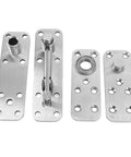 Hidden Stainless Steel Door Hinges For Wood Doors And Bookcases, Heavy Duty 360 Degree Pivot With Adjustable Extension, Reinforced Pivot Column, Rust Resistant, Smooth Operation For Bathrooms And Exterior Use, shown in set of four, front view, showcasing pivot mechanism and mounting plates.