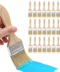30 Piece Thick Wood Handle Paint Brush Set With 2 Inch Flat Varnish Brushes For Walls Trim And Deck Stain Heavy Duty Oil Based Paint