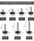 Top Tier M6 Thumb Screw Kit Packs 70 Heavy Duty Knurled Knobs sizes and quantities displayed with dimensions for quick reference.
