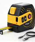 Heavy Duty 2 In 1 Laser Tape Measure 197 Ft Digital Distance Meter With 16 Ft Manual Tape, showing retractable tape and laser