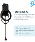 Fhome X3 Level 2 Ev Charger For Home Use With 12 Kw Power Output Delivers Up To 50 Amps At 240 Volts Featuring Nema 14-50 Plug-In Setup Plus 25 Ft Cord and adjustable ampage, 25-foot cable.