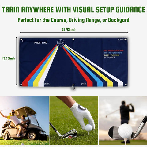 Golf Towel Training Aid For Beginners With Swing Plane And Stance Alignment Practice Portable Travel Size Ball Position Aid